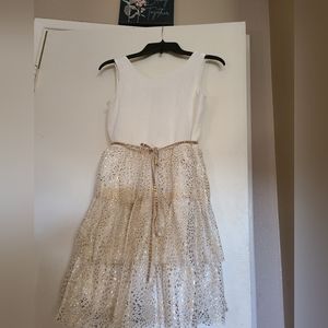 19. THE CHILDREN'S PLACE | White & Gold Dress Size 14.